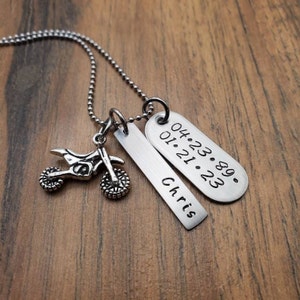 In Memory Of Dirt Bike Necklace, Motocross, Motomom, Personalized Motorcycle Necklace