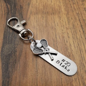 Lacrosse keychain - LAX keychain - Lacrosse gifts - Senior Gift - Lax gifts - Lacrosse Team Gift - Hand Stamped Personalized
