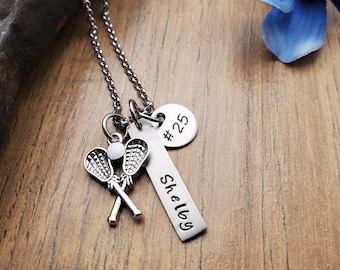 Lacrosse Necklace for Girls, Personalized Lacrosse Gifts, Sports Jewelry