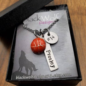 Girls Basketball Gift, Basketball Necklace, Team Gift, Senior Night Gift, Hand Stamped Personalized image 4