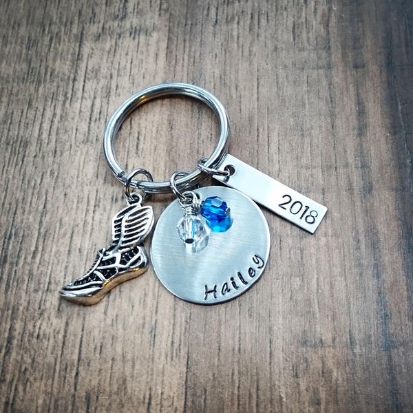 Track and Field Gifts, Track and Field Keychain, Track Gifts, Runner Gift,  Track Senior Gift,  Hand Stamped Personalized