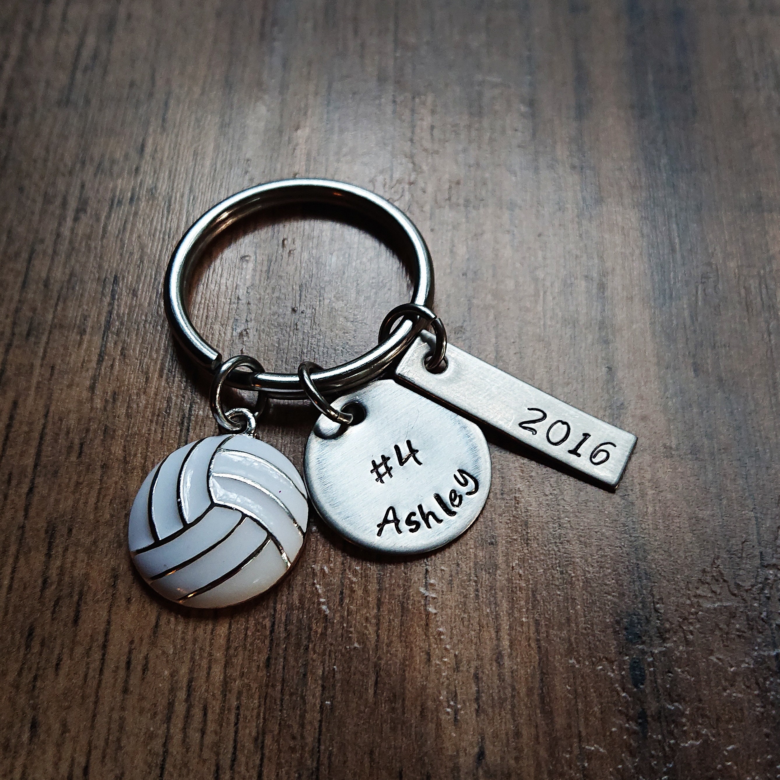 Hand Stamped Personalized Volleyball Keychain Volleyball | Etsy