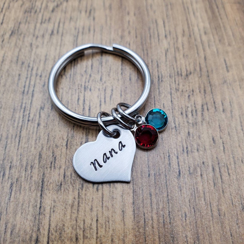 Birthstone Keychain Nana Keychain Grandma Keychain Gift for Grandma Gifts for Nana Hand Stamped Personalized Nana Gifts image 5