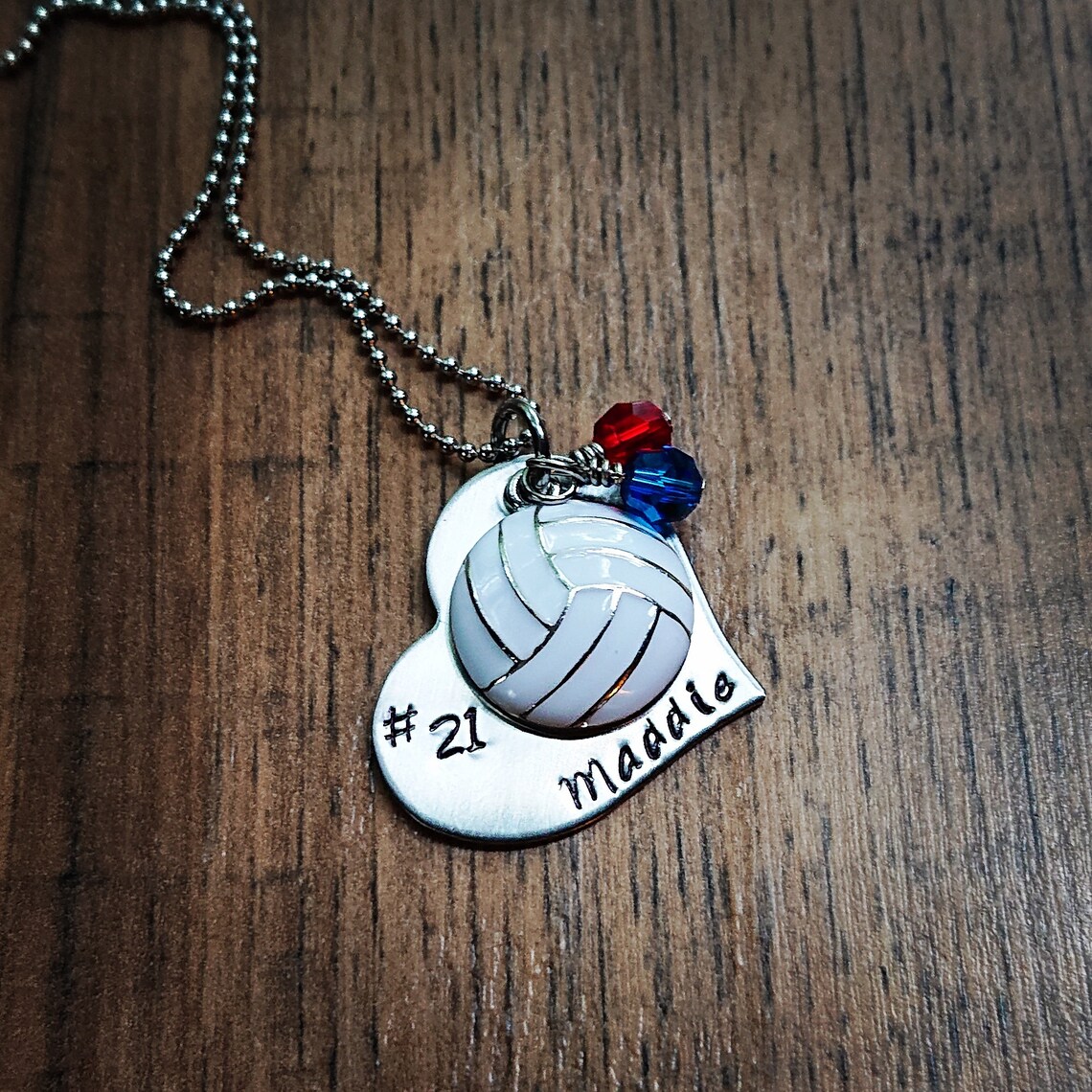 Hand Stamped Personalized Volleyball Necklace Volleyball Team Etsy
