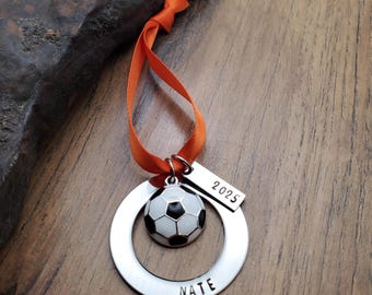 Personalized Soccer Christmas Ornament, Christmas Team Gift, Soccer Coach Gift, Hand Stamped