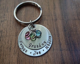 Personalized Grandma Keychain, Grandma Gift, Mothers Day Gift Ideas, Personalized Birthstone Keychain