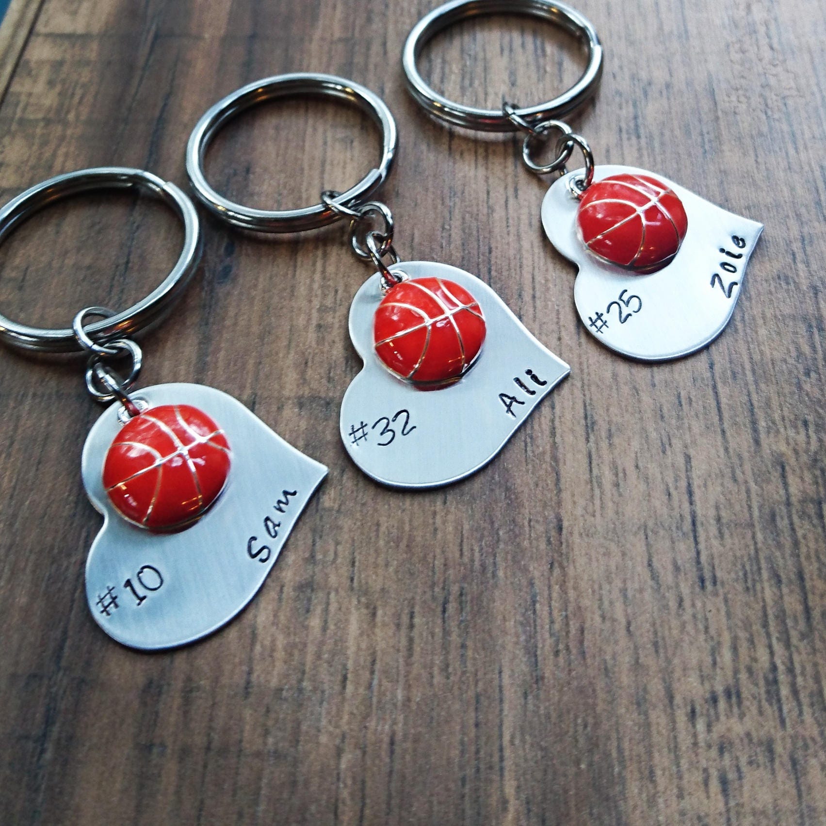 Hand Stamped Personalized Basketball Keychain Girls Etsy