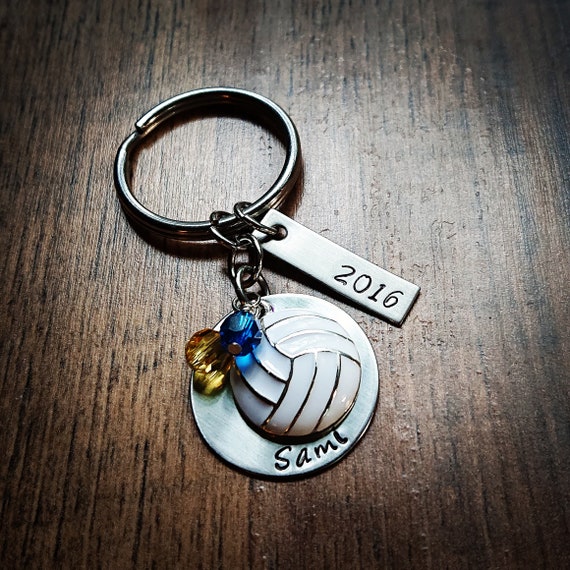 Hand Stamped Personalized Volleyball Keychain Basketball Senior Night Gifts Girls Volleyball Gift Basketball Keychain Basketball Gifts