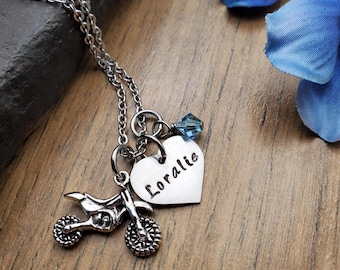 Motocross Necklace, Dirt Bike Necklace, Motocross Jewelry, Motocross Gifts for Girls