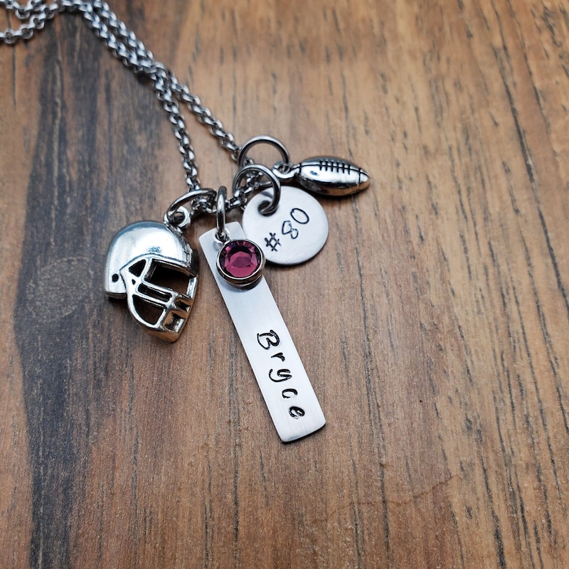 🎁Buy 2 FREE SHIPPING🎁 Personalized Football Mom Necklace, Birthstone Necklace, Football Senior Mom Gifts, Personalized Necklace