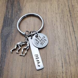 Wrestling Keychain, Boys Wrestling Gifts, Personalized Wrestling Team Senior Gift