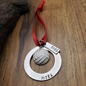 Personalized Volleyball Christmas Ornament, Christmas Team Gift, Volleyball Coach Gift, Hand Stamped