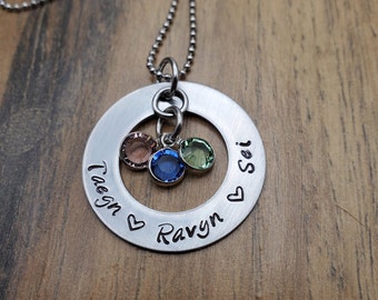 Hand Stamped Personalized Mom Necklace, Nana Necklace, Grandma Gift, Mothers Day Gift