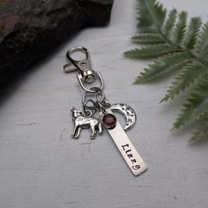 Wolf Keychain, Moon Keychain, Personalized Purse Charm, Nature Inspired Gift