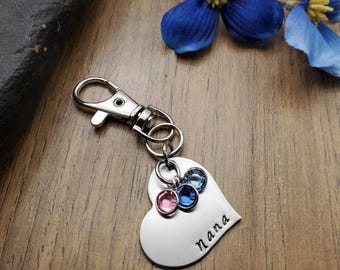 Personalized Grandma Keychain, Grandma Gifts, Grandkids Birthstone Keychain, Nana Gifts
