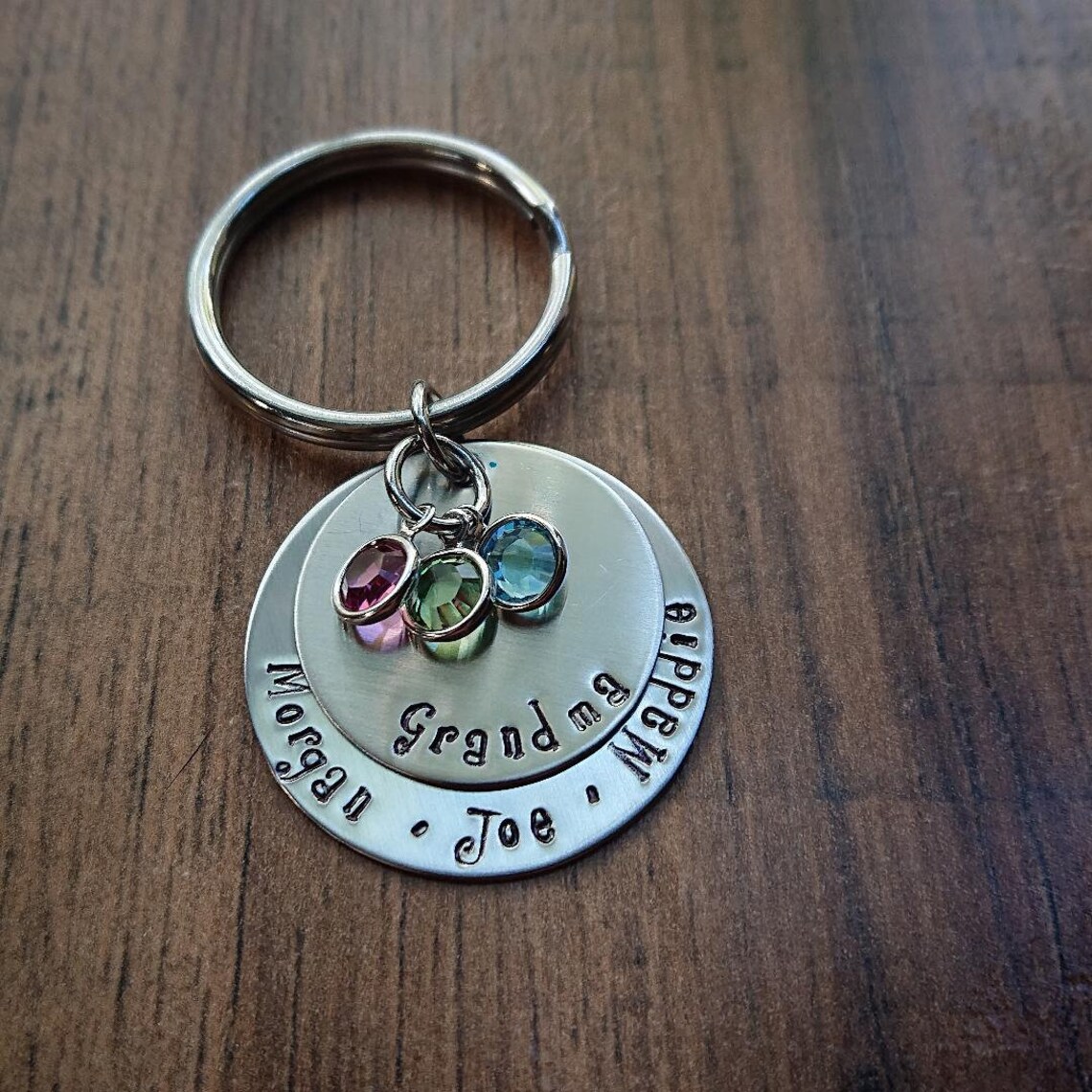 Hand Stamped Personalized Grandma Keychain Nana Gift Etsy