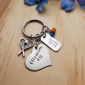 Personalized Lacrosse Keychain, LAX Keychain, Lacrosse Gifts, Senior Night Gifts