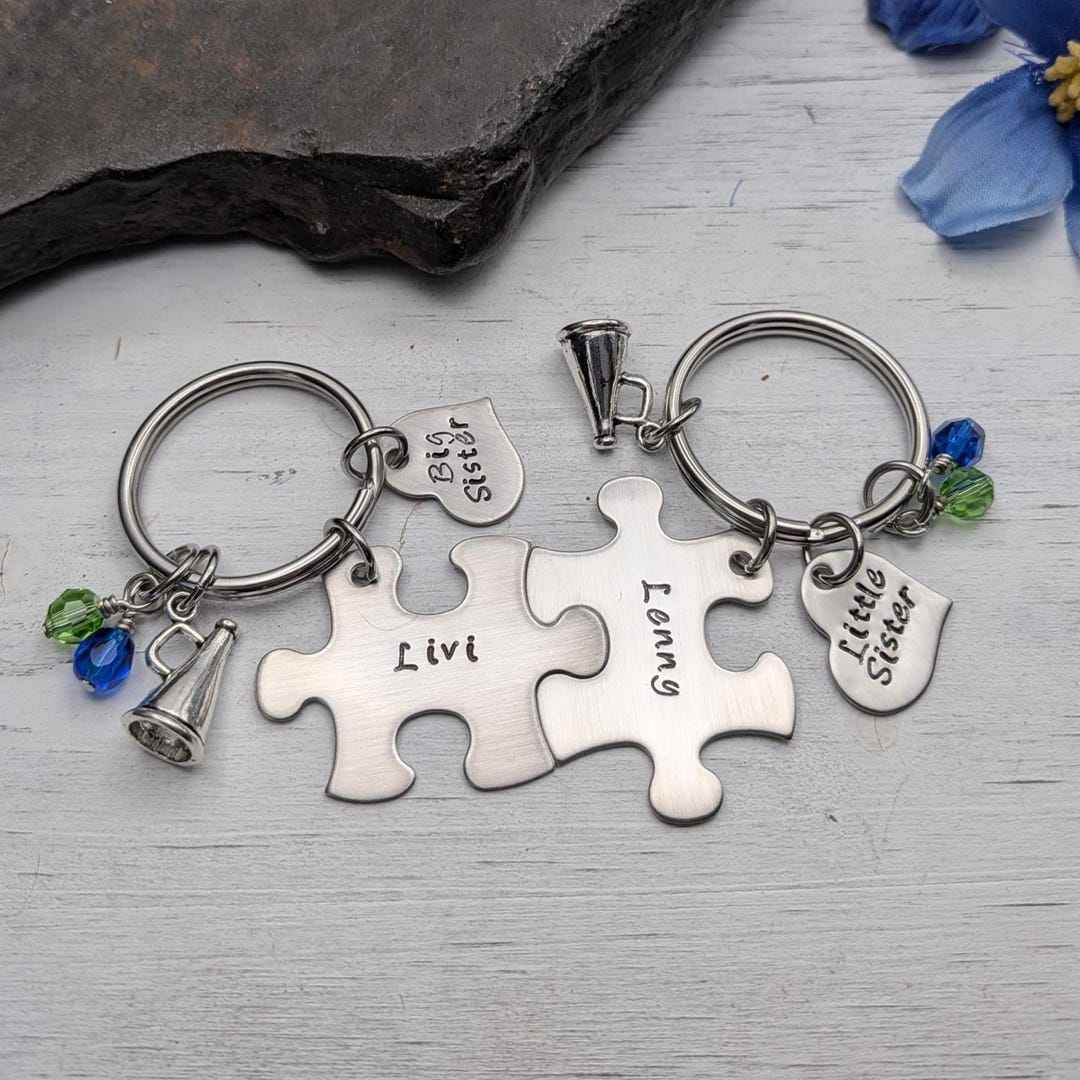 Cheer Big Sister and Little Sister Gifts / Puzzle Piece Kechain