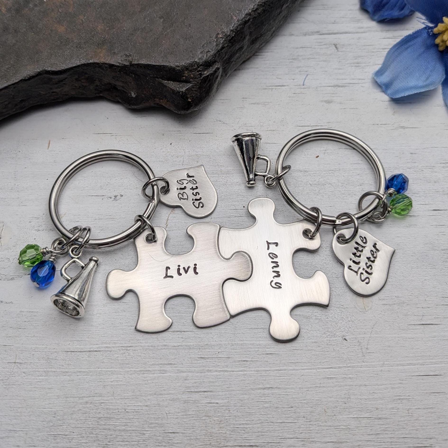Cheer Big Sister and Little Sister Gifts / Puzzle Piece Kechain