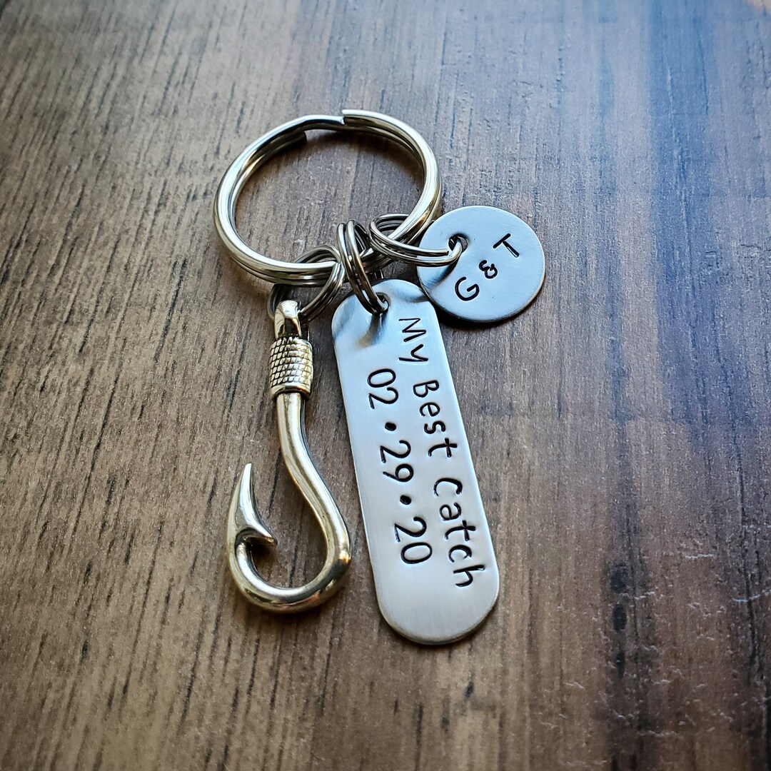 My Best Catch Fishing Keychain Anniversary Gift Boyfriend Gift Boyfriend  Keychain Husband Gift Hand Stamped -  Sweden