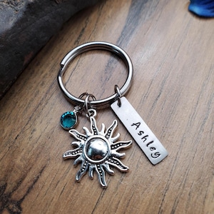 Sun Keychain, Sun Gift, Personalized Sunshine Charm Key Ring, Bag Charm