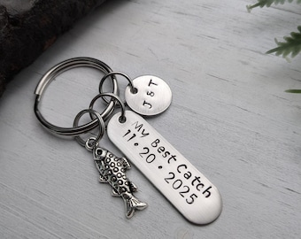 My Best Catch Fishing Keychain - Anniversary Gift - Fishing Keychain - Boyfriend Keychain -  Boyfriend Gift - Husband Gift