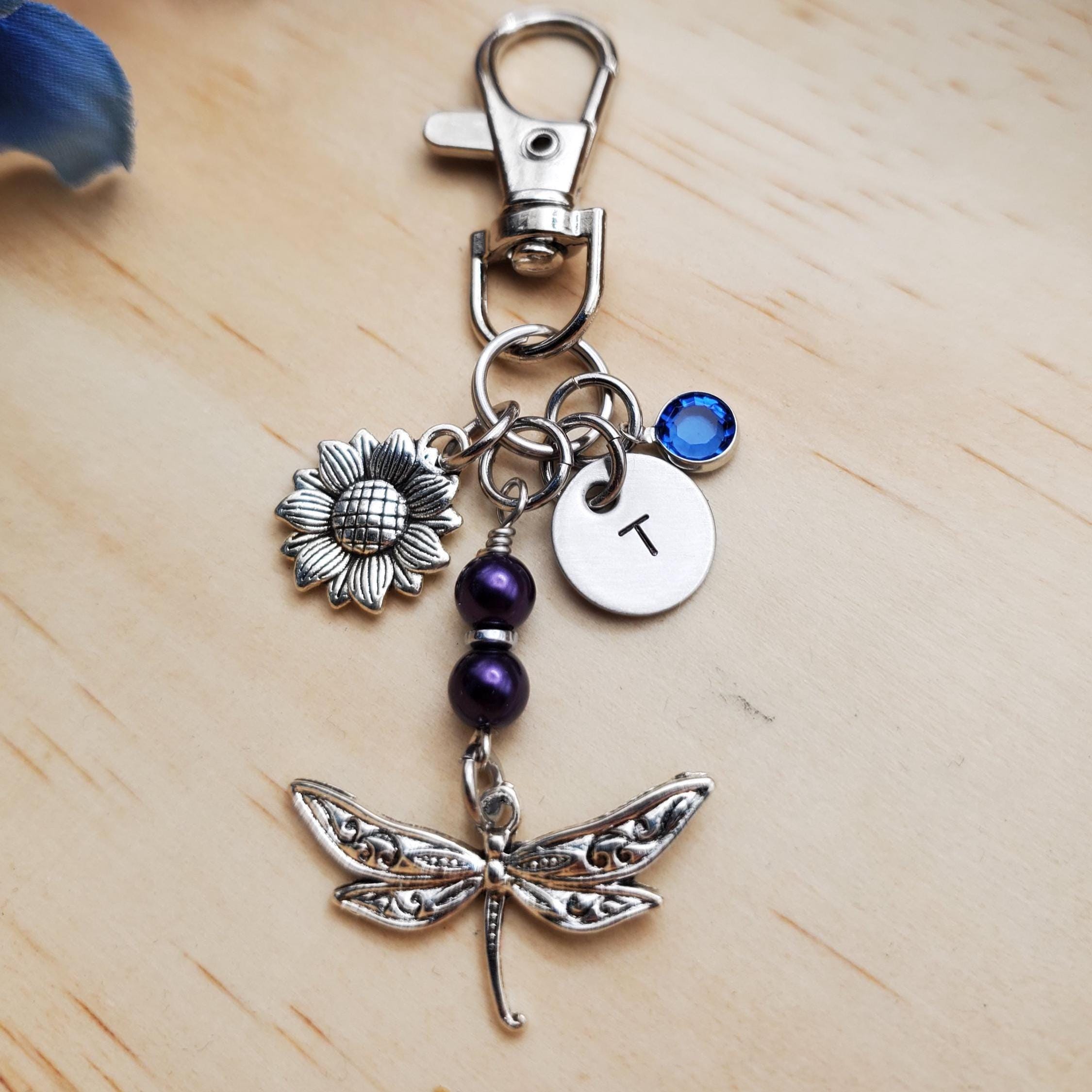 Dragonfly Purse Charm / Keychain, Dragonfly Gift, Personalized Bag