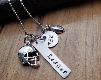 Hand Stamped Personalized Football Necklace - Football Mom Necklace - Football Mom Gift - Boys Football Gift - Team Mom Gift