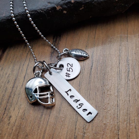 Hand Stamped Personalized Football Necklace - Football Mom Necklace - Football Mom Gift - Boys Football Gift - Team Mom Gift