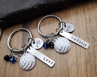 Volleyball Gift - Volleyball Keychain - Girls Volleyball Gift -  Volleyball Senior Night Gift - Hand Stamped Personalized