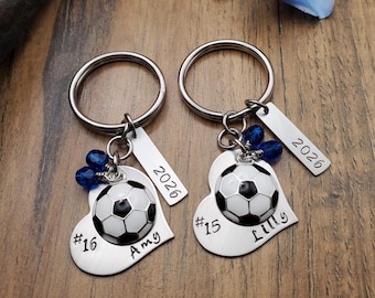 Soccer Gift for Girls, Soccer Keychain, Soccer Gift, Soccer Team Gifts, Soccer Senior Night Gift, Hand Stamped Personalized