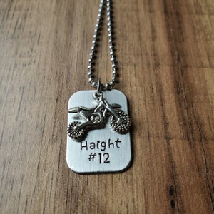 Hand Stamped Personalized Dirt Bike Necklace - Motocross - Motomom - Dirt Bike Gifts - Motocross Gifts