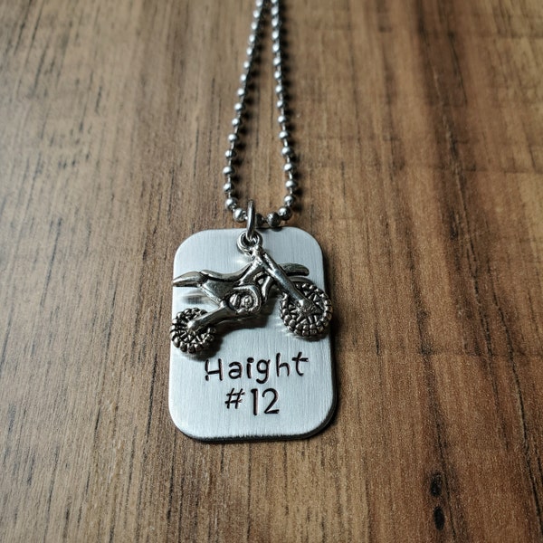 Hand Stamped Personalized Dirt Bike Necklace - Motocross - Motomom - Dirt Bike Gifts - Motocross Gifts