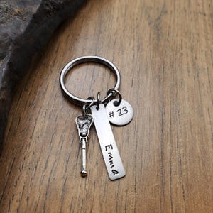 Hand Stamped Personalized Lacrosse Keychain - Boys Lacrosse Gift -  Girls Lacrosse Gift -  Lacrosse Gifts -  LAX Keychain