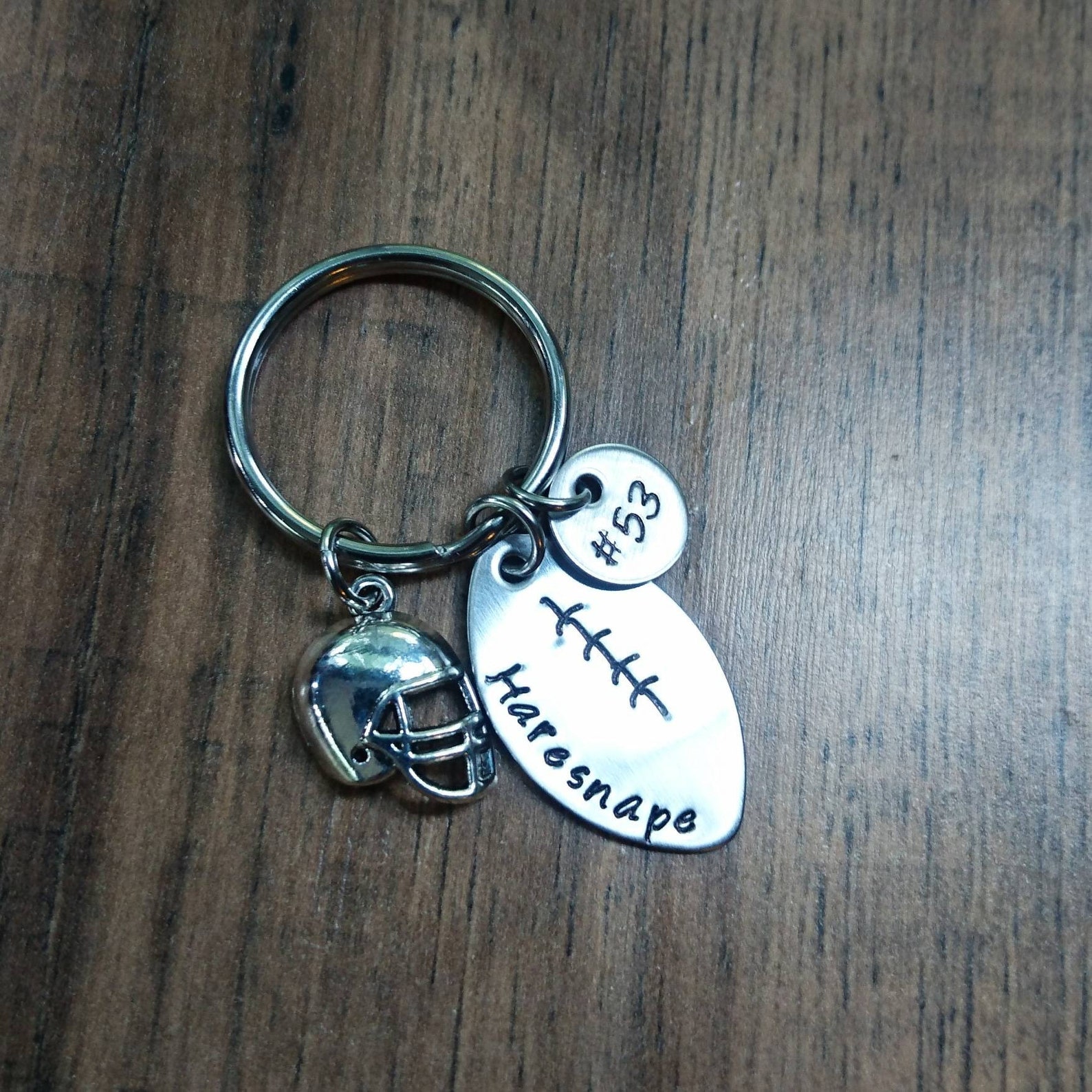 Hand Stamped Football Keychain Football Mom Gifts Football Etsy