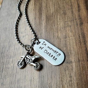 In Memory Of Dirt Bike Necklace, Motocross Necklace, Personalized Dirt Bike Gifts