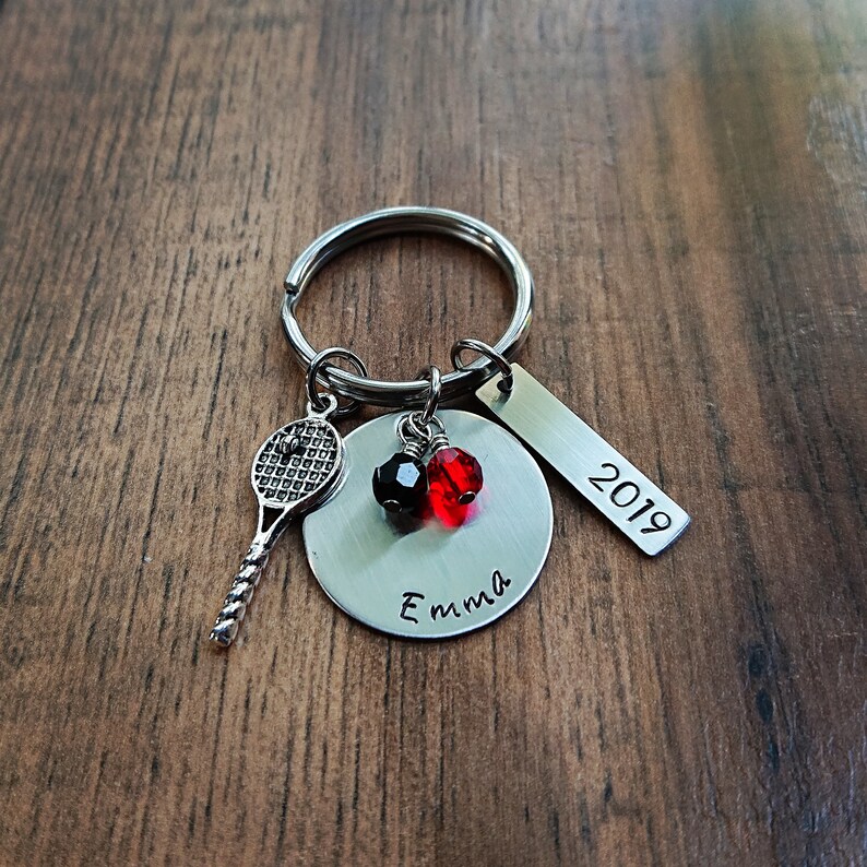 Hand Stamped Personalized Tennis Keychain Tennis Gifts Etsy