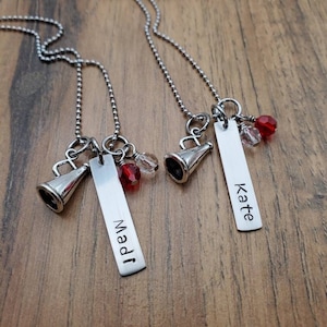Cheerleader Gifts - Cheerleader Necklace - Cheerleading Gifts -  Bulk Cheer Gifts - Hand Stamped Personalized