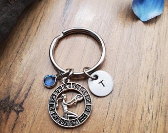 Virgo Keychain, Virgo Gift, Zodiac Gifts, Personalized Horoscope Key Ring