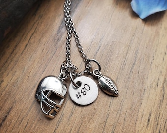 Football Number Necklace / Personalized Football Mom Gift / Seniors