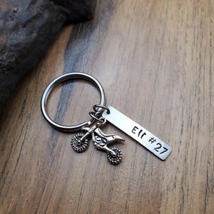 Motocross Keychain, Personalized Motocross Gifts, Dirt Bike Keychain
