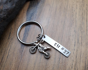 Motocross Keychain, Personalized Motocross Gifts, Dirt Bike Keychain