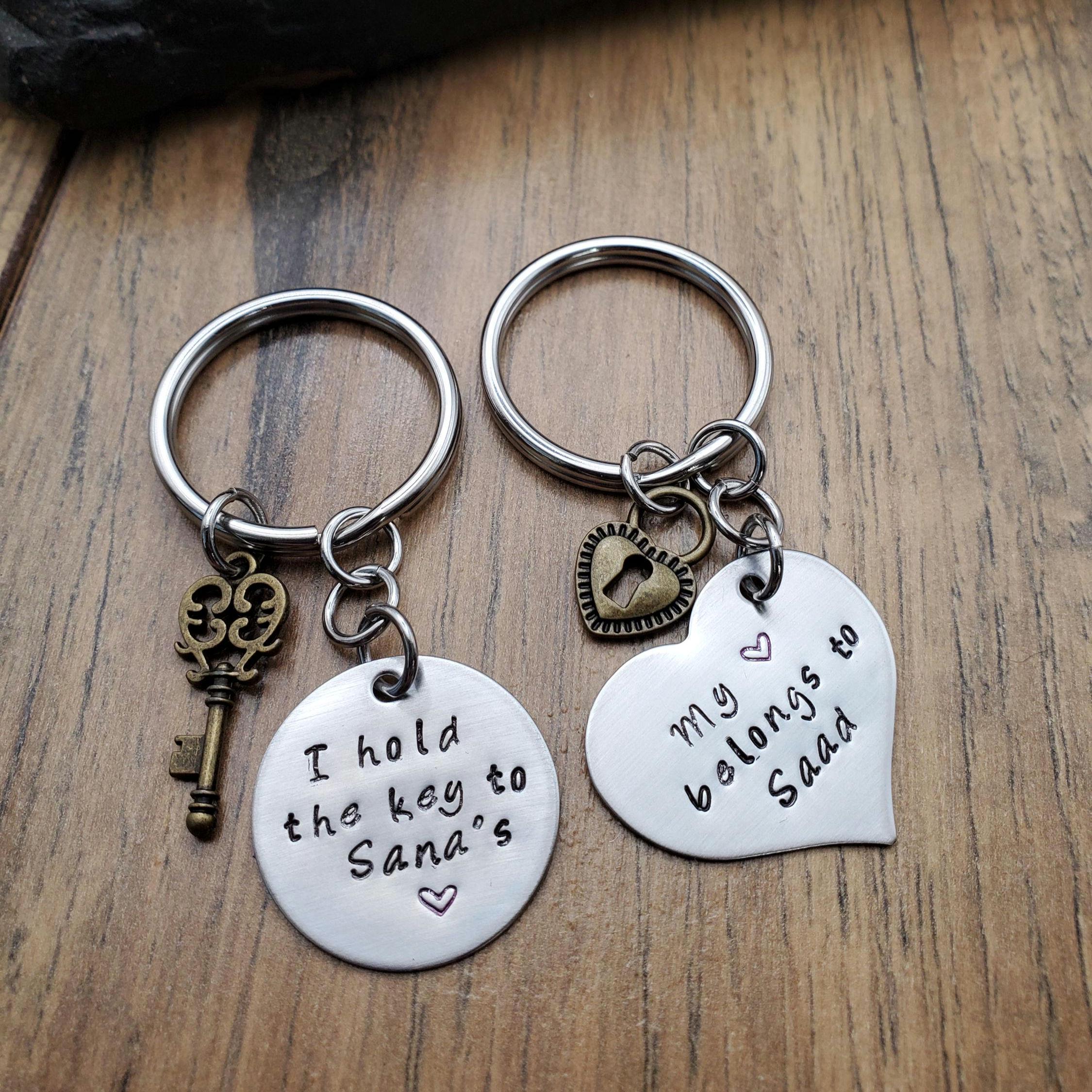 Couples Keychain, Key to My Heart Keychain, My Heart Belongs to