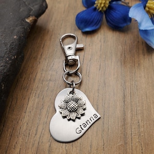 Sunflower Keychain, Personalized Sunflower Gifts, Custom Bag Charm