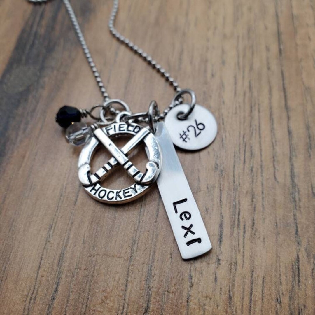 Hand Stamped Field Hockey Necklace Field Hockey Gifts Field Etsy