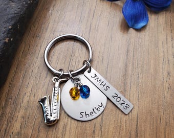 Personalized Senior Band Gifts, Marching Band Saxophone Keychain, Banquet Gifts