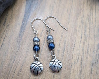 Basketball Earrings, Basketball Gifts, Basketball Jewelry, Mom Gift