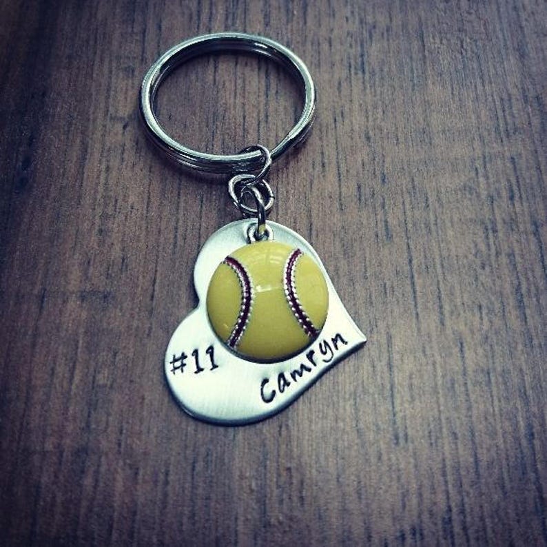 Softball Gifts for Girls, Softball Keychain, Softball Team Gift, Personalized Softball Bag Tag image 2