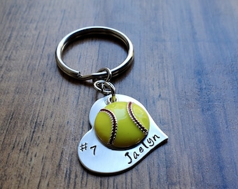 Softball Gifts for Girls, Softball Keychain, Softball Team Gift, Personalized Softball Bag Tag