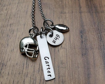 Hand Stamped Personalized Football Necklace - Football Mom Necklace - Football Mom Gift - Boys Football Gift - Team Mom Gift